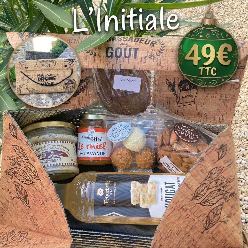 Initiale boite cadeau miel rillettes chocolat sirop nougat noel amandes box cadeau plaisir offrir