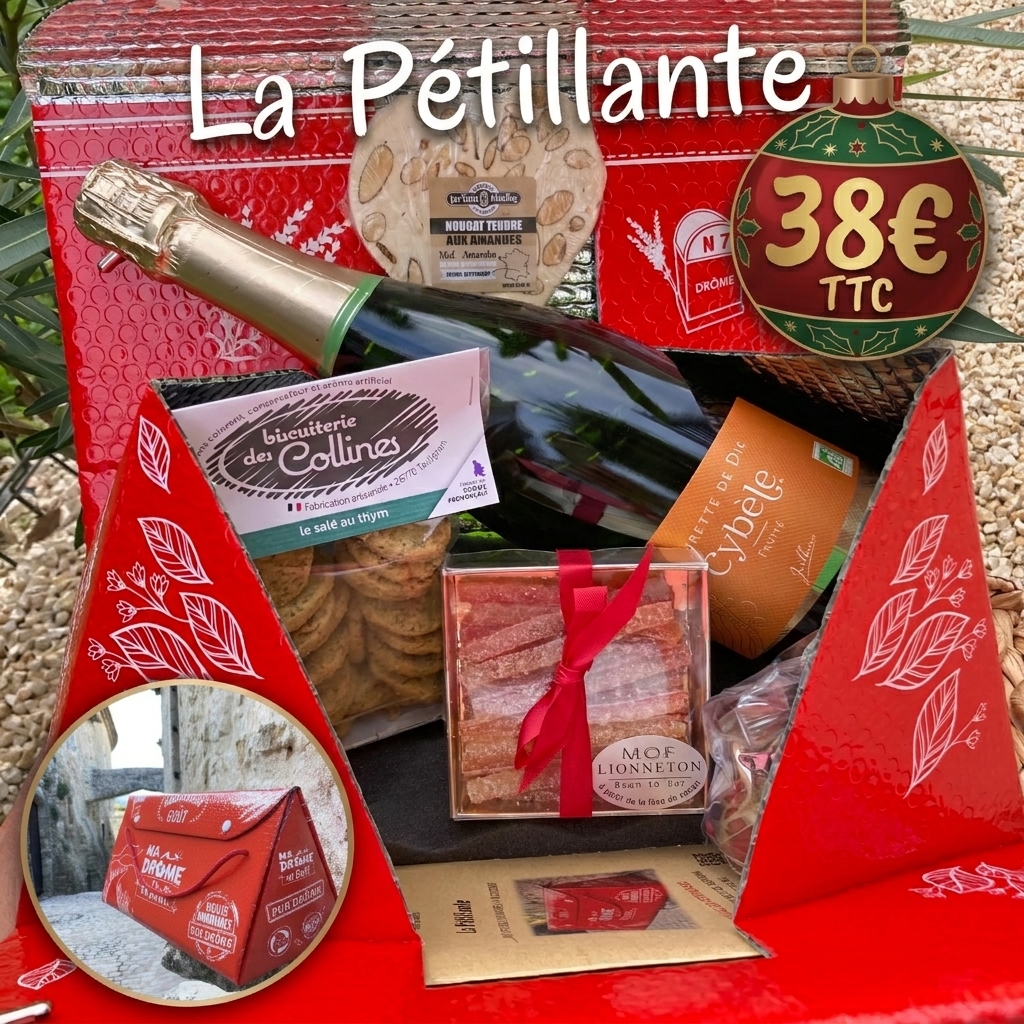 Drôme boite clairette Pétillante salés thym orangettes nougat cadeau amoureux box
