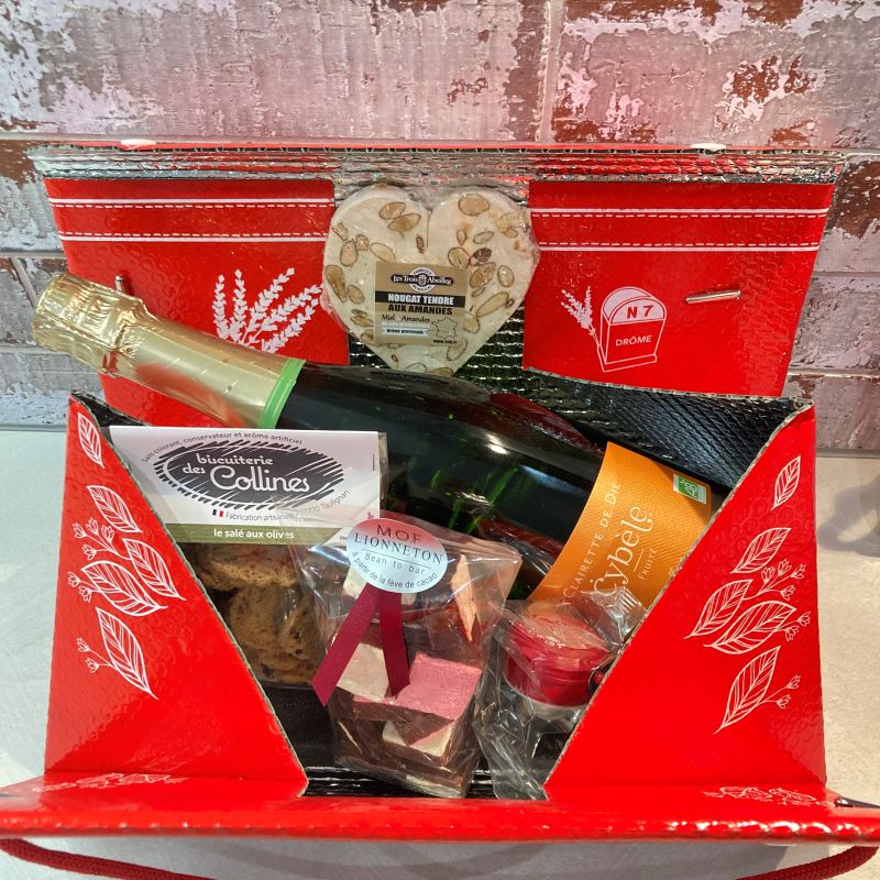 Ma Drôme en Boite clairette Die Valentin mère guimauve chocolat bulles olives nougat terroir offrir cadeau box