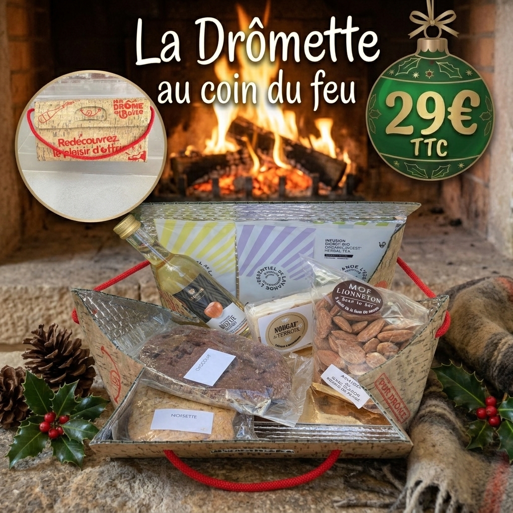Drômette hiver noel feu nougat amandes chocolat