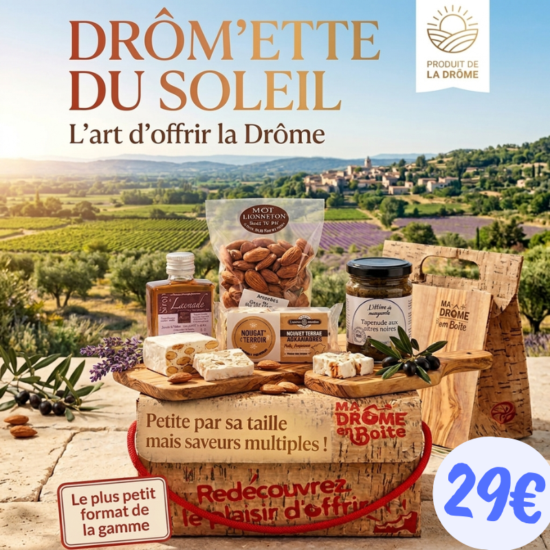 Drôm'ette soleil nougat Drôme Boite tapenade amandes lavande plaisir cadeau offrir