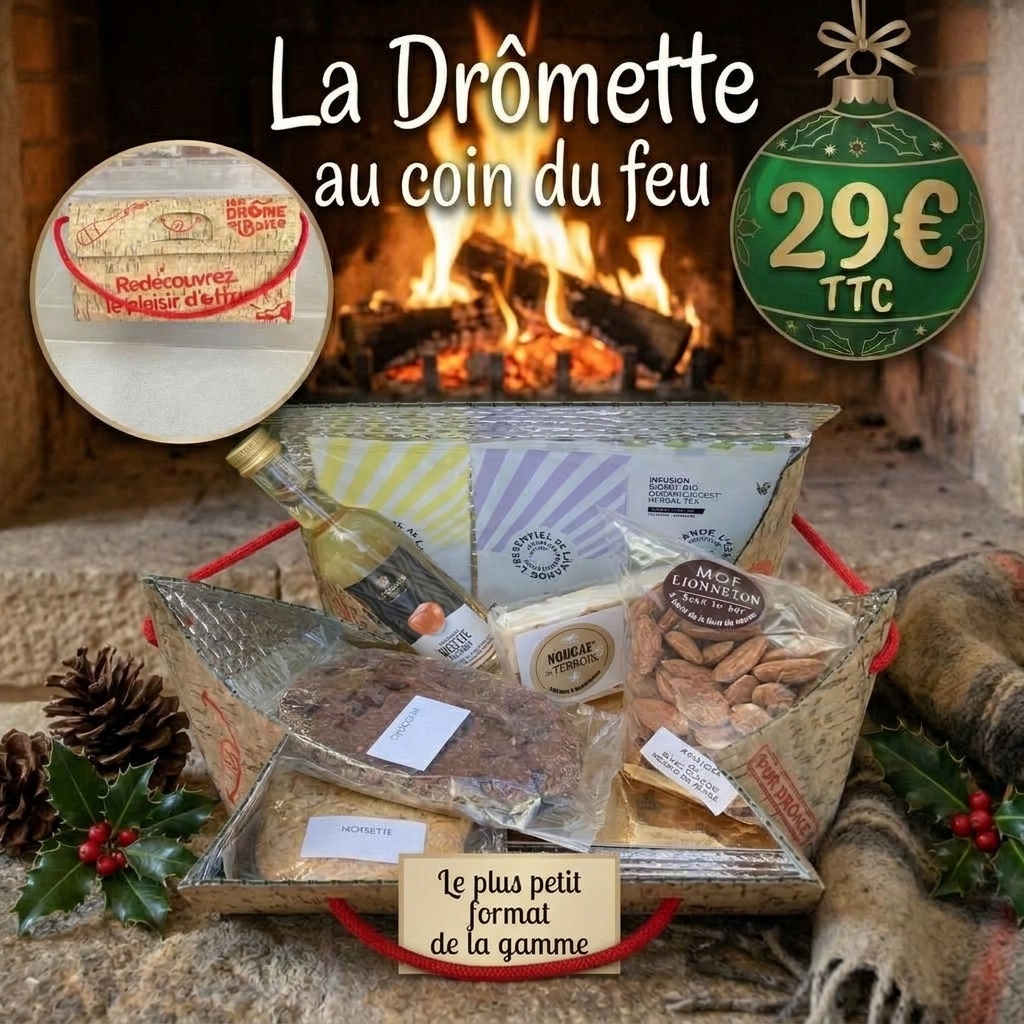 dromette au coin du feu cadeau offrir noisette chocolat amandes nougat thym infusion lavande